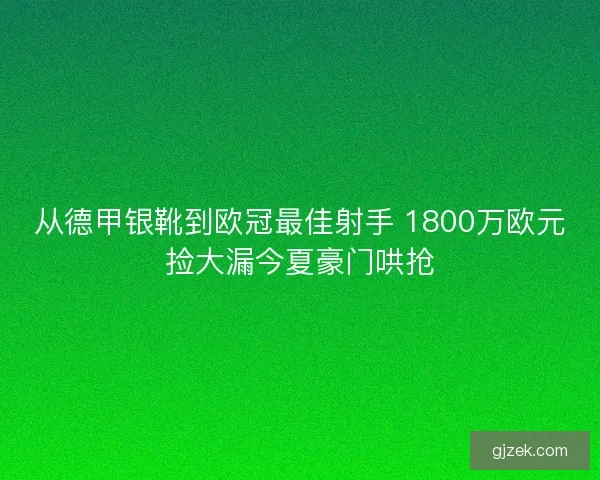 从德甲银靴到欧冠最佳射手 1800万欧元捡大漏今夏豪门哄抢